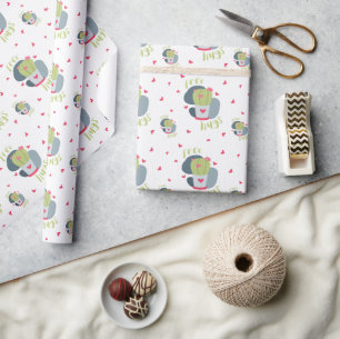 Free Hugs and Hearts Cactus Wrapping Paper