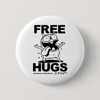 "Free Hugs" Bill Plympton Dog button