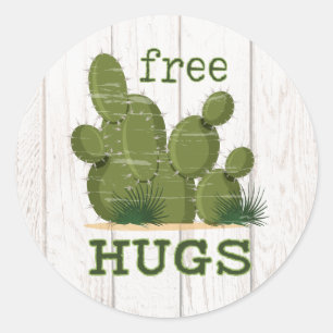 Free Hugs Cactus Classic Round Sticker