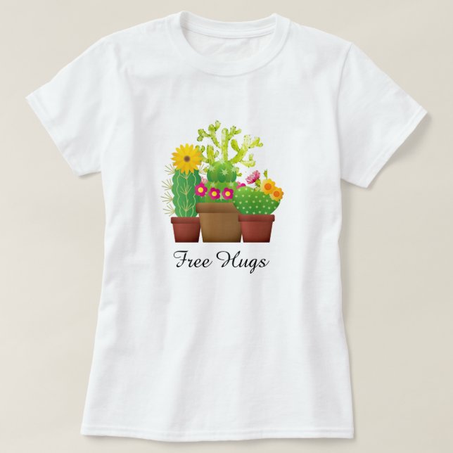 Free Hugs Cactus Garden Women's White T-Shirt (Design Front)