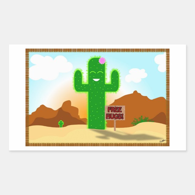 Free Hugs Cactus Stickers (Front)