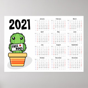 Free hugs Calendar 2021 Poster - Sunday start