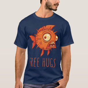Free Hugs Cartoon Blowfish T-Shirt
