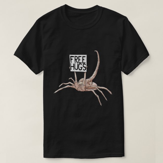 Free Hugs Creepy Alien Meme Design T-Shirt (Design Front)