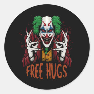 Free Hugs Halloween Costume Evil Killer Scary Clow Classic Round Sticker