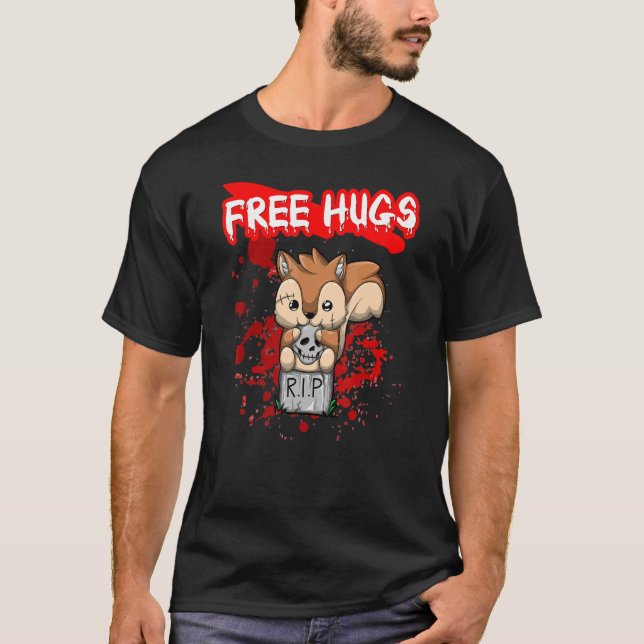 Free Hugs Halloween Sarcasm Scary Creepy Costume H T-Shirt (Front)