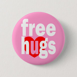free hugs heart 6 cm round badge