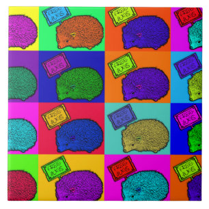 Free Hugs Hedgehog Colourful Pop Art Popart Tile