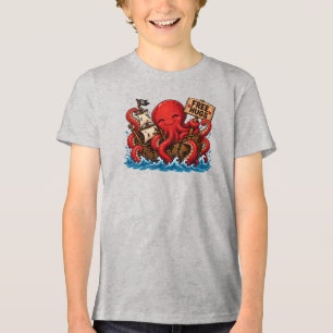Free Hugs Kraken! Cute DND Sea Monster Tri-Blend Shirt