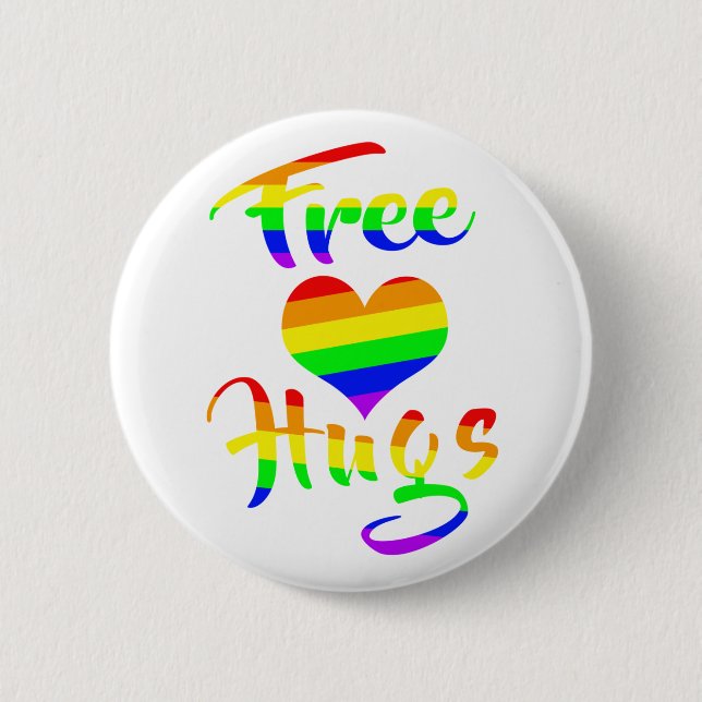 Free Hugs | LGBTQ+ Pride  6 Cm Round Badge (Front)