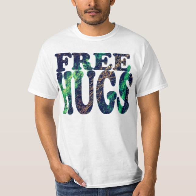 FREE HUGS Metallic T-Shirt (Front)
