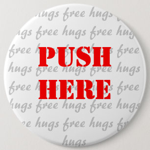 FREE HUGS Push Button Large 6"