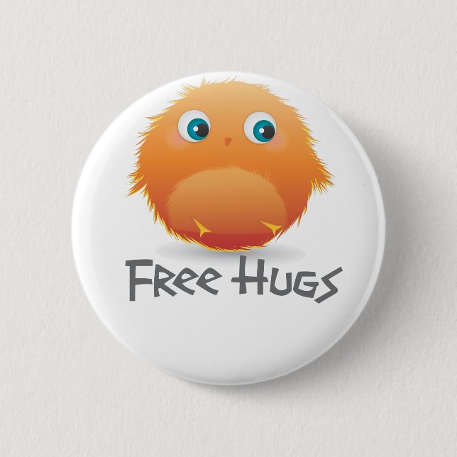 Free hugs small furry creature 6 cm round badge (Front)
