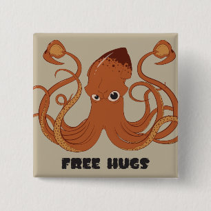Free Hugs Squid Button