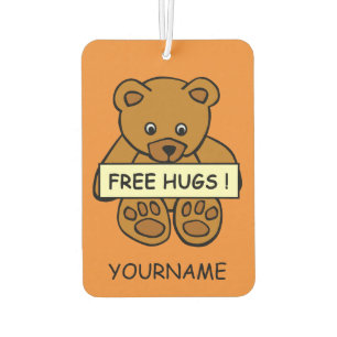 Free Hugs Teddy custom name & color air freshner Car Air Freshener