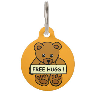 Free Hugs Teddy custom pet tag