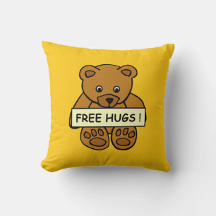 Free Hugs Teddy custom throw pillow