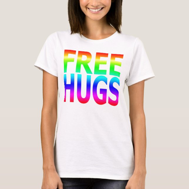 FREE HUGS Women's Rainbow Fitted T T-Shirt (Front)
