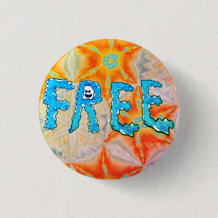 Free - Ice Fire and Smiley Face 3 Cm Round Badge
