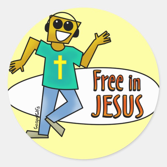 Free in Jesus Classic Round Sticker (Front)
