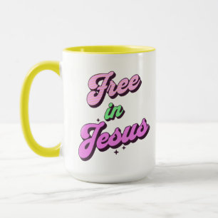Free In Jesus Retro Style Inspiration Mug