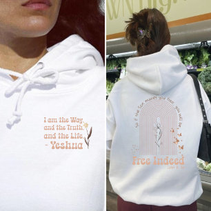 Free Indeed in Jesus boho rainbow floral christian Hoodie