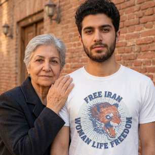 Free Iran Protest   Angry Lion Blue T-Shirt