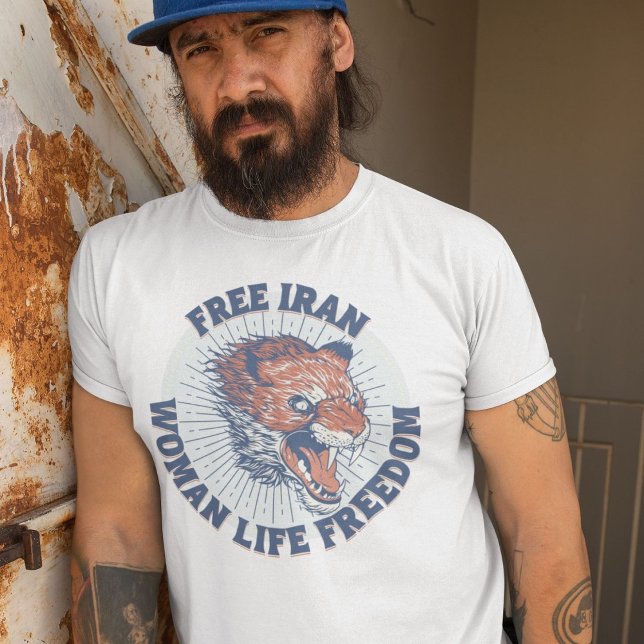 Free Iran Protest | Angry Lion Blue T-Shirt (Free Iran Protest | Angry Lion Blue T-Shirt)