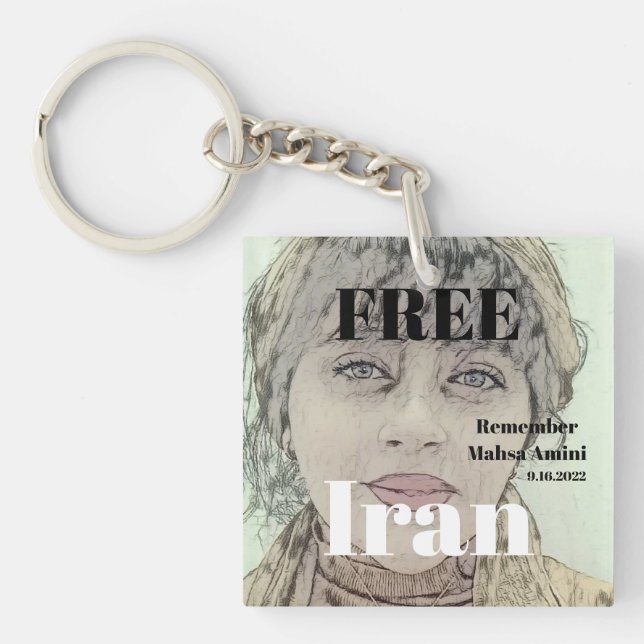 FREE IRAN REMEMBER Mahsa Amini   Key Ring (Front)