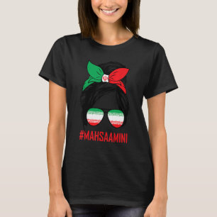 Free Iran Women Life Freedom Messy Bun Iranian Fla T-Shirt