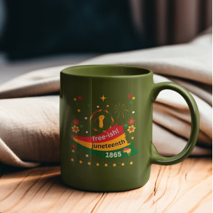 Free-ish Juneteenth 1865 black freedom design Two-Tone Coffee Mug