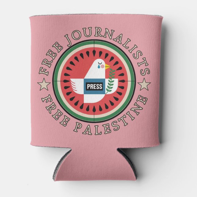 Free Jounalists Free Palestine Can Cooler (Front)