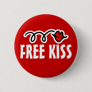 Free kiss button for kissing day with red lips
