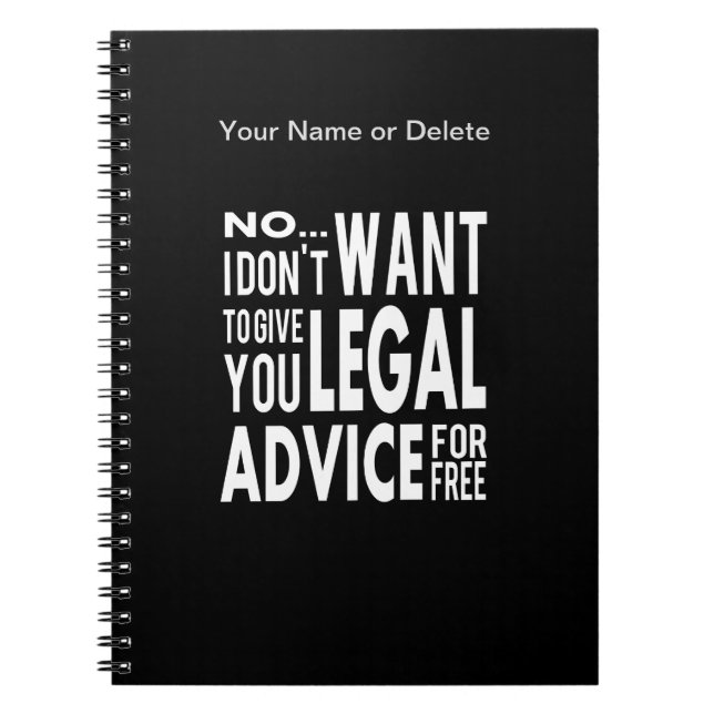 Free Legal Advice - Funny Lawyer Quote Notebook (Front)
