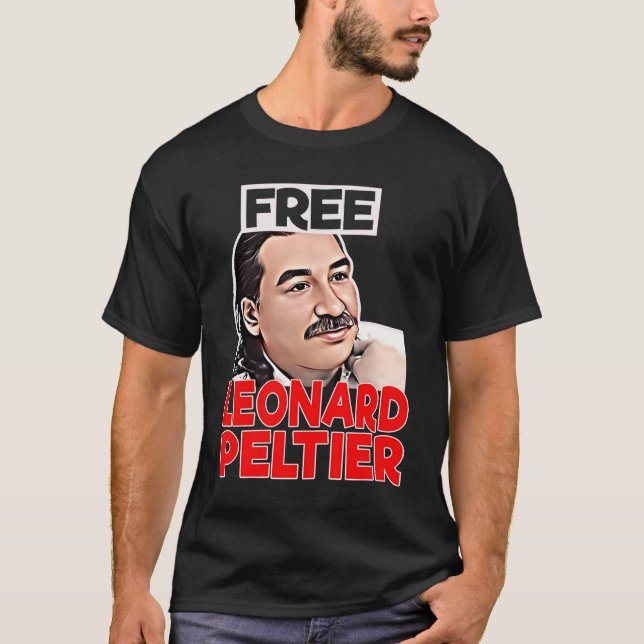 FREE LEONARD PELTIER liberty prison retro T-Shirt (Front)
