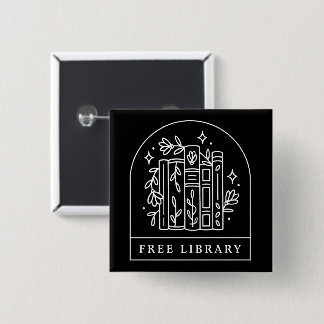Free library book exchange 15 cm square badge