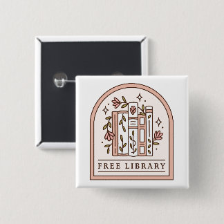 Free library floral bookshelf aesthetic book 15 cm square badge