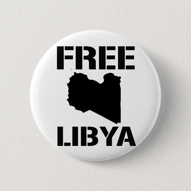 FREE LIBYA (black) 6 Cm Round Badge (Front)