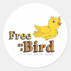 Free Like a Bird Free As A Bird Yellow Flying Bird Classic Round Sticker