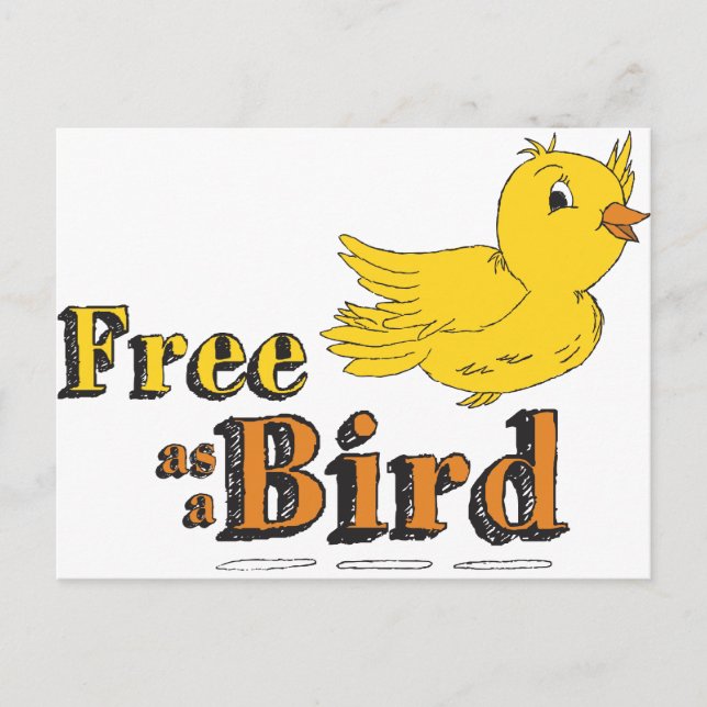 Free Like a Bird Free As A Bird Yellow Flying Bird Postcard (Front)