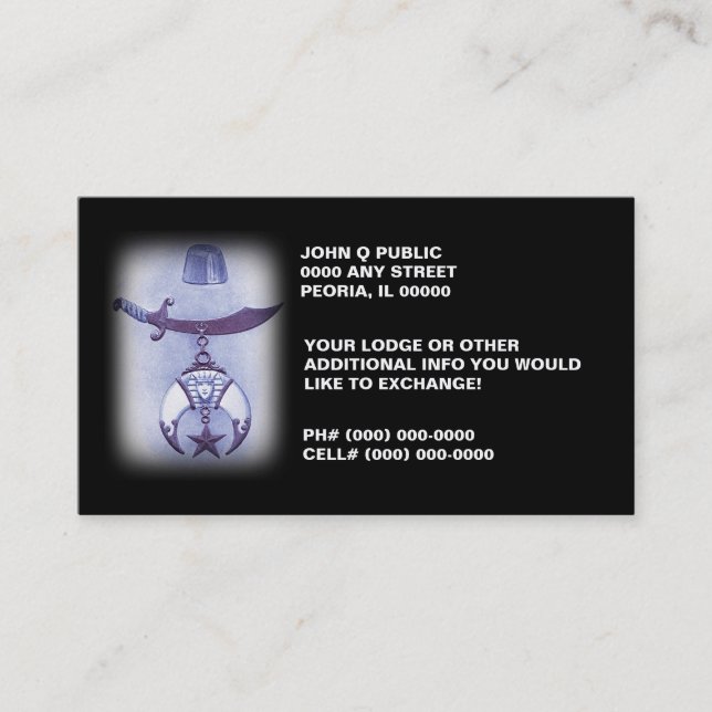 FREE MASON BUSINESS CARDS ~ INFO EXCHANGE CARDS (Front)