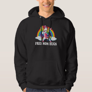 Free Mom Hugs Dabbing Unicorn Rainbow LGBT Gay Les Hoodie