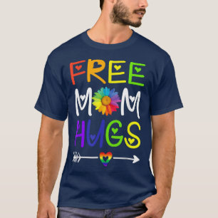 Free Mom Hugs Daisy Rainbow Heart LGBT Pride Month T-Shirt