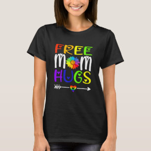 Free Mom Hugs Daisy Rainbow Heart Lgbt Pride Month T-Shirt