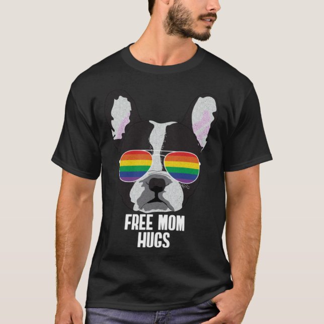 Free Mom Hugs  Dog Gay Pride T-Shirt (Front)