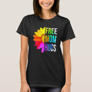 Free Mom Hugs Gay Pride Lgbt Daisy Rainbow Flower  T-Shirt