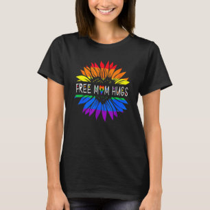 Free Mom Hugs Gay Pride Lgbt Daisy Rainbow Flower T-Shirt