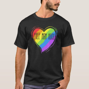 Free Mom Hugs Gay Pride Rainbow Heart Transgender T-Shirt
