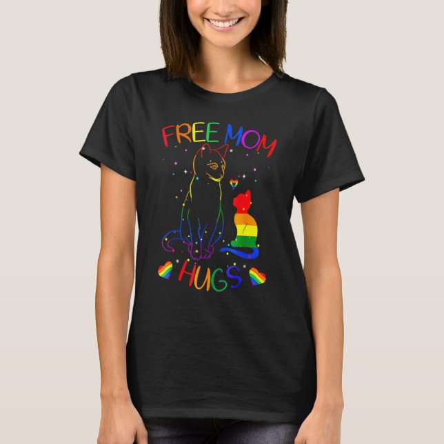Free Mom Hugs Lgb Cat Gay Pride Rainbow Essentia T-Shirt (Front)