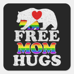 Free Mom Hugs LGBT Pride Mama Bear Square Sticker